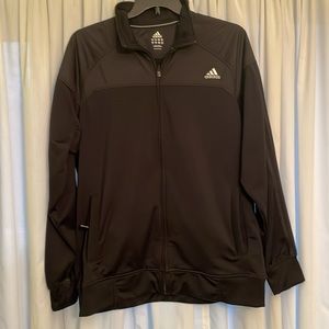 Adidas Men's SZ XL Track Jacket Black on Black 3 Stripes Full Zip Long Sleeve
